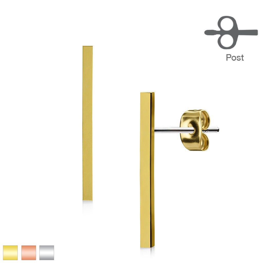 316L Surgical Steel Pair of Plain Long Bar 316L Surgical Steel Post...