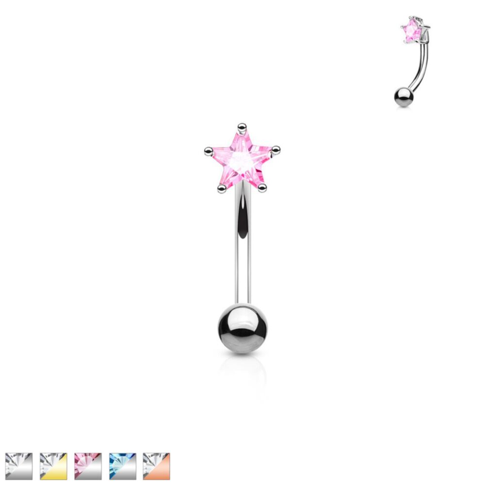 316L Surgical Steel 3mm Star CZ Prong Set Top 316L Surgical Steel...