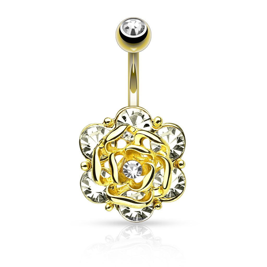 316L Surgical Steel 316L Surgical Steel Flower With Six Gems and Center...