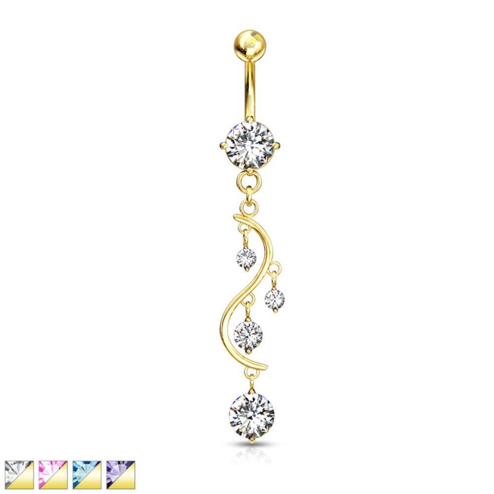 316L Surgical Steel 316L Surgical Steel Solitare Round CZ/CZ Vine...