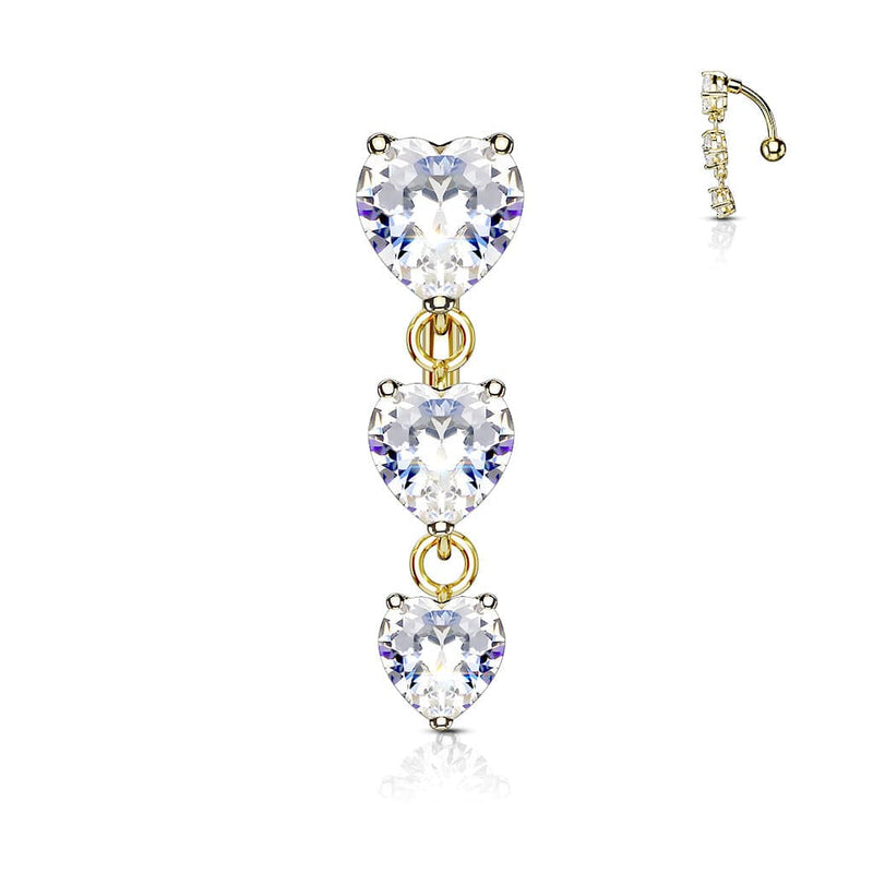 316L Surgical Steel 316L Surgical Steel Three Prong Set Heart CZ...