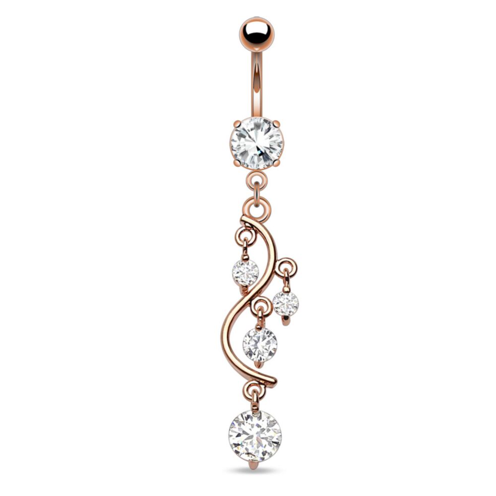 316L Surgical Steel 316L Surgical Steel Vine With Dangling Gems Belly...