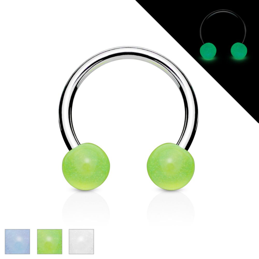 316L Surgical Steel Horse Shoe With Glow Ball