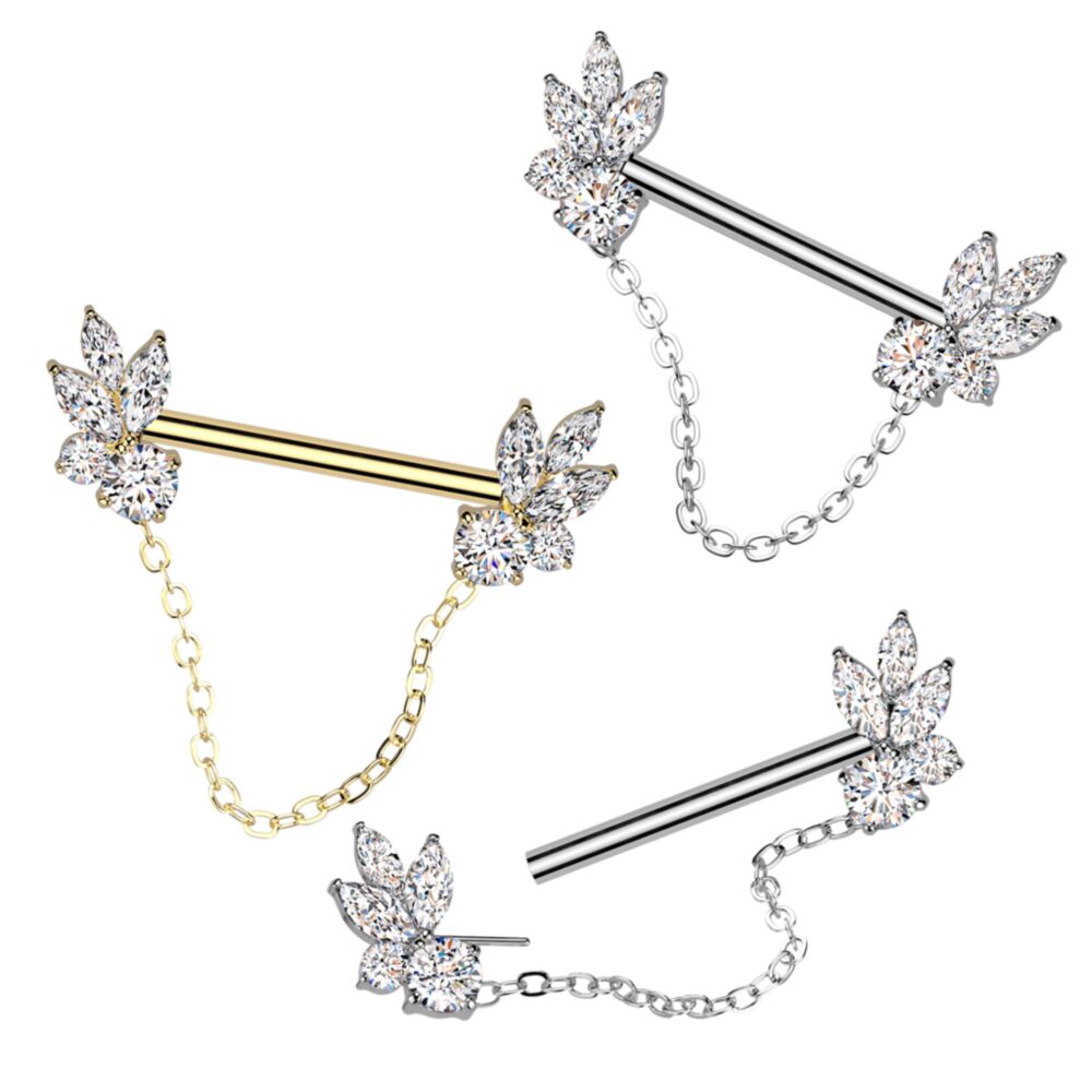 316L Surgical Steel 316L Surgical Steel Threadless Push In Marquise CZ...