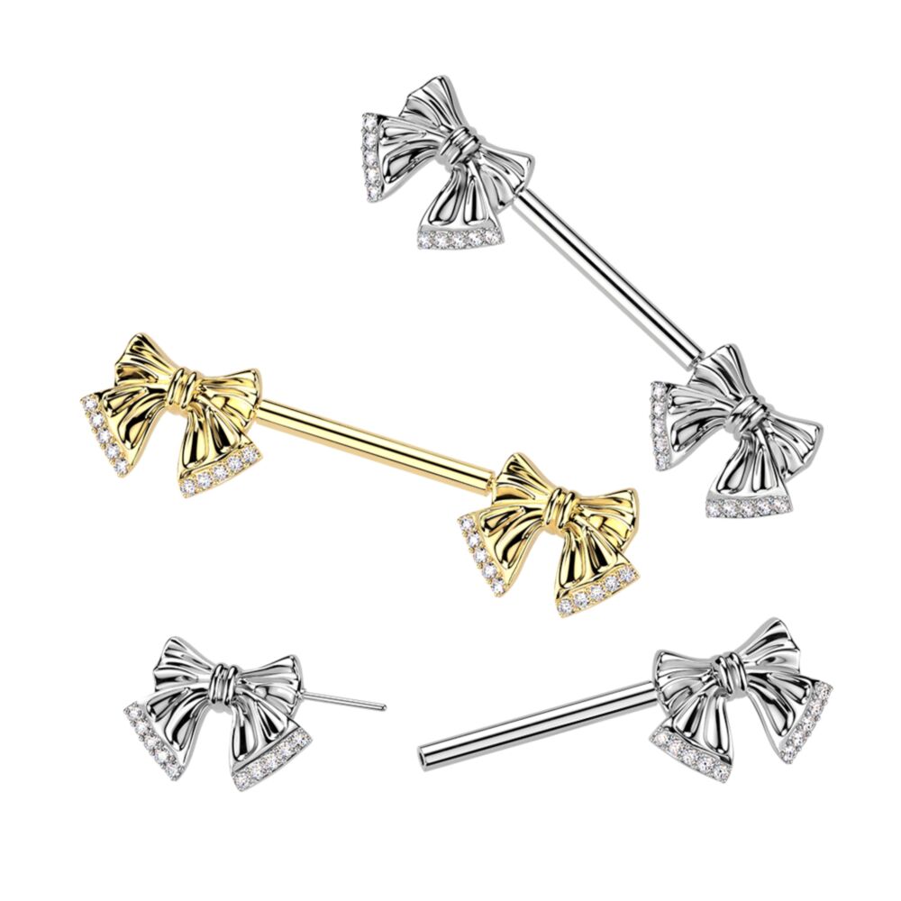 316L Surgical Steel 316L Threadless Push In Pave CZ Tip Ribbon Nipple...