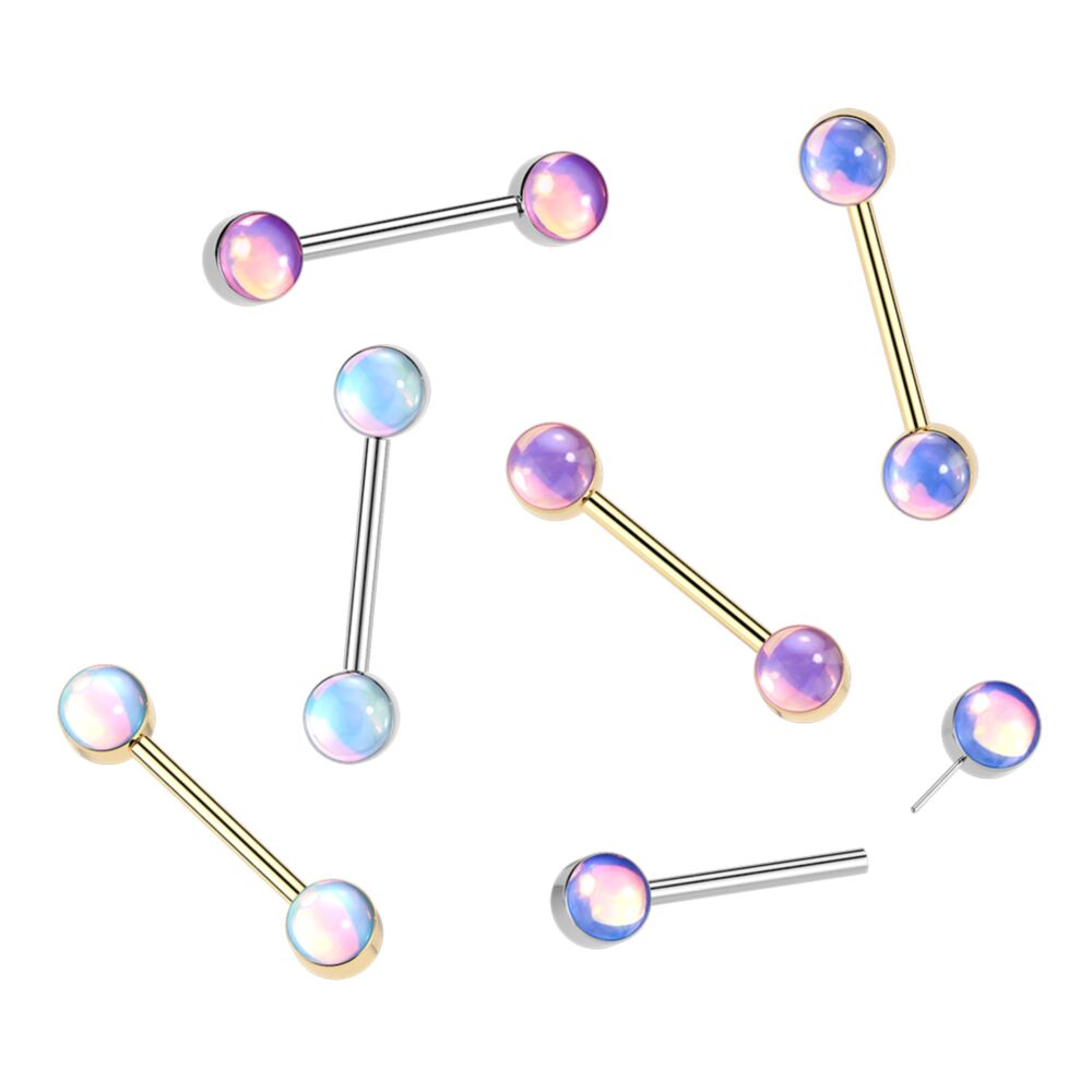 316L Surgical Steel 316L Threadless Push In Nipple Barbell With Round...