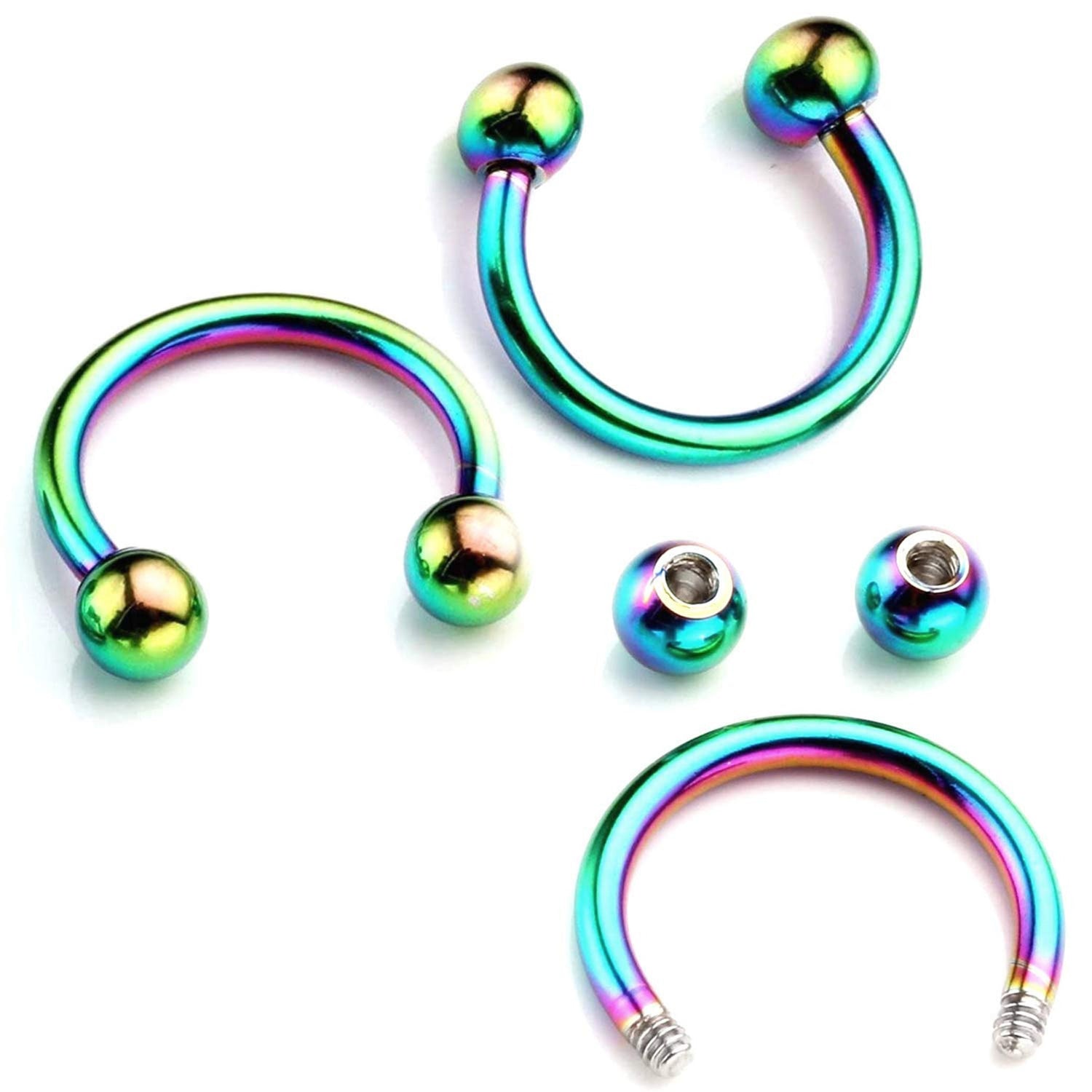 Rainbow Titanium IP Over 316L Surgical Steel Circular Barbell