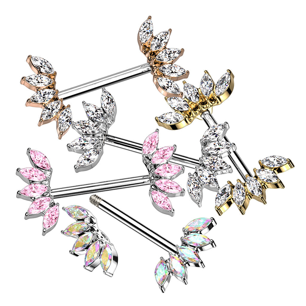 316L Surgical Steel 5 Marquise Crystals Fan Ends 316L Surgical Steel...
