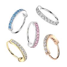 Brass Single Lined Half Circle with Embedded CZ Bendable Hoop