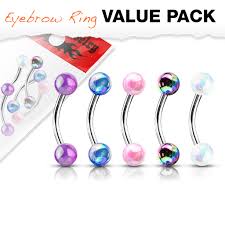 Metallic AB Coating Balls 316L Surgical Steel Curved Barbells, Eyebrow Rings