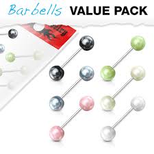 Color 316L Surgical Steel Barbells with Faux Pearl Balls