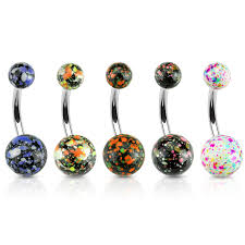 Mix of Splatter Ball 316L Surgical Steel Navel Ring