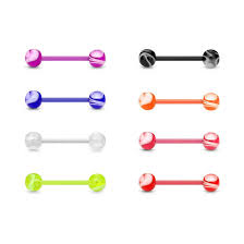 Flexible Shaft Acrylic Barbell With Acrylic Marble Stripe Ball