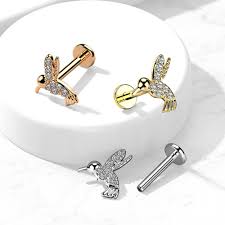 CZ Paved Hummingbird Top on Internally Threaded 316L Surgical Steel...