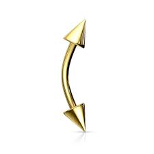 Gold PVD Over 316L Surgical Steel Curved Barbell with Spikes