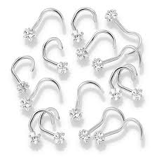 Prong Set Star CZ Top 316L Surgical Steel Nose Screw Rings