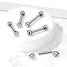CZ Bezel Set Balls on Both Sides Internally Threaded 316L Surgical...