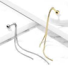 Double Chain Dangle 316L Surgical Steel Cartilage, Tragus Barbell Stud