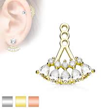5 Teardrop Array Prong Set CZ Earring Jacket / Cartilage Stud Add on Dangle