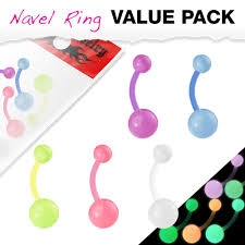 BioFlex Navel Rings with Color Glow in the Dark Balls