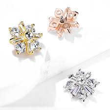 316L Surgical Steel Princess Cut CZ Crossed CZ Square Internally...