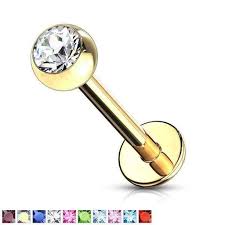 Gold Plated Over 316L Surgical Steel Labret Studs With Press Fit...