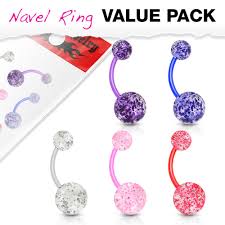 Ultra Glitter Acrylic Balls BioFlex Navel Rings