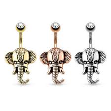 Pack 316L Surgical Steel Belly Ring with Elephant