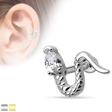 316L Surgical Steel Snake with Triangle CZ Head 316L Surgical Steel...