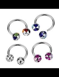7-Gem Paved 6mm Balls 316L Surgical Steel Circular/Horseshoe Barbell