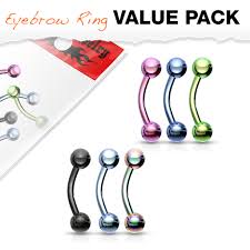Titanium IP Over 316L Surgical Steel Eyebrow Curve Ring