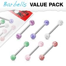 Color 316L Surgical Steel Barbells with Acrylic Color Ultra Glitter Ball