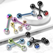 316L Surgical Steel Press Fit Gem Ball Top PVD Over 316L Stainless...