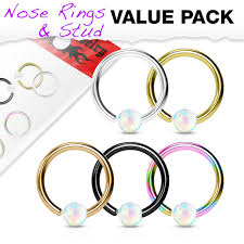 Opal Ball Fixed Hoop Ring for Nose