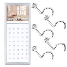 Prong Set Square CZ Top 316L Surgical Steel Nose Screw