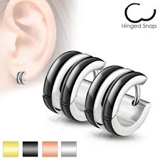 316L Surgical Steel Pair of Triple Dome Stainless Steel Hoop/Huggie...