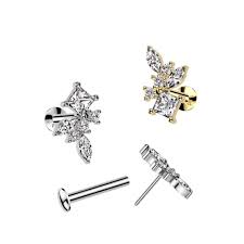 316L Surgical Steel Threadless Push In Flat Back Stud With Convex Back...