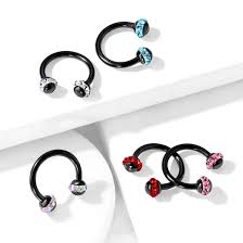 Crystals Paved Around ball Black PVD Over 316L Surgical Steel...