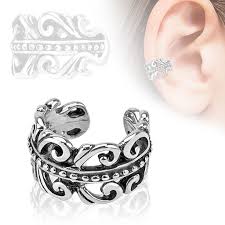 Carved Swirls Brass Non Piercing Ear Cuff