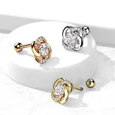 316L Surgical Steel Paved CZ Flower with CZ Center 316L Surgical Steel...