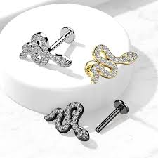 CZ Paved Small Snake Top on Internally Threaded 316L Surgical Steel...