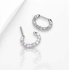 316L Surgical Steel Single Line Paved Gem 316L Surgical Steel Septum...