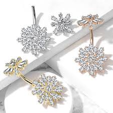 Double Tiered Baguette CZ Flower with Internally Threaded CZ Flower Top...