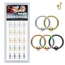 Titanium Plated Captive Bead Rings for Nose, Ear Cartilage, Lip and More