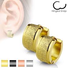 316L Surgical Steel Pair of Sand Blast Center Stepped Edges Stainless...