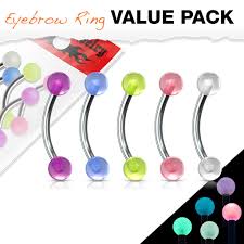 Acrylic Glow in the Dark Balls 316L Surgical Stainless Steel Eyebrow Ring