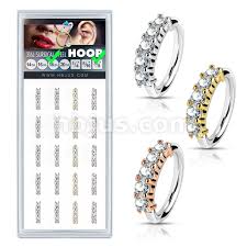 Perfectly Annealed Bendable 3 Lined CZ 316L Surgical Steel Hoop Ring