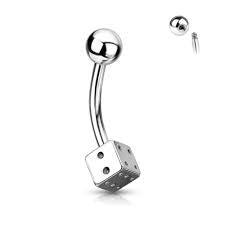 316L Surgical Steel Steel 1-Dice Navel Ring