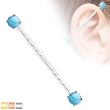 316L Surgical Steel Round Turquoise Prong Set Ends 316L Surgical Steel...