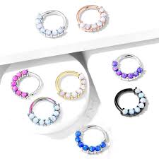 7 Opal Front Facing Set All 316L Surgical Steel Bendable Hoop Rings for Ear Cartilage, Daith, Nose Septum and More